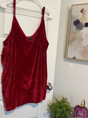 TORRID Velvet V-Neck Cami Tank Top - Wine Red Size 3 NWT
